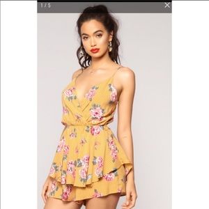 SOLD - FashionNova-Mustard Romper
